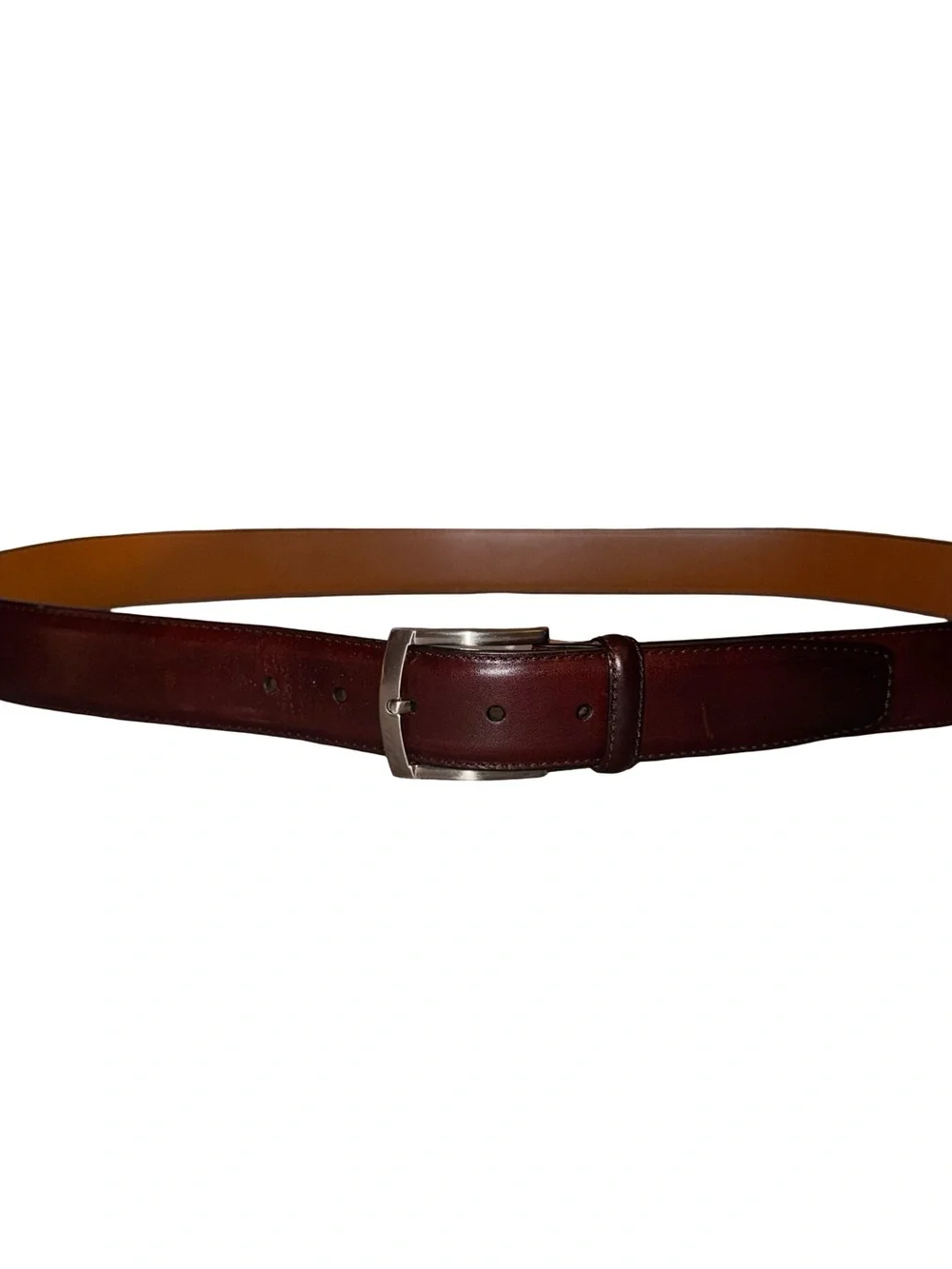 Magnanni Size 44 Burnished Oxblood Leather Dress Belt Made in Spain Luxury Mens